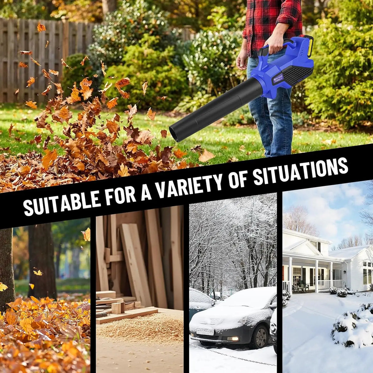 Cordless Leaf Blower with Battery and Charger, 6-Speed, 320CFM
