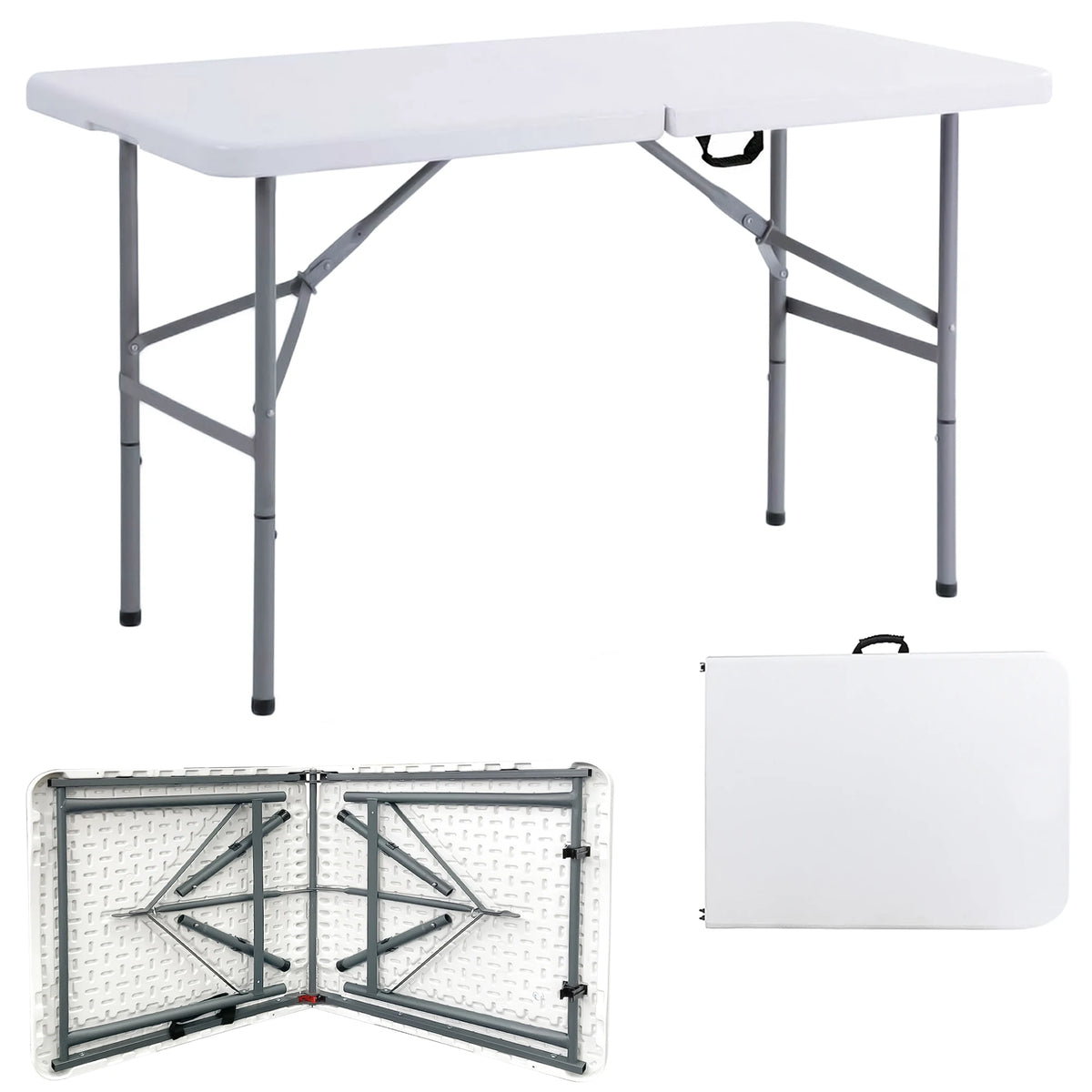 4FT Heavy Duty Folding Table Portable Plastic 150kg Capacity for Camping Garden Party Catering Events