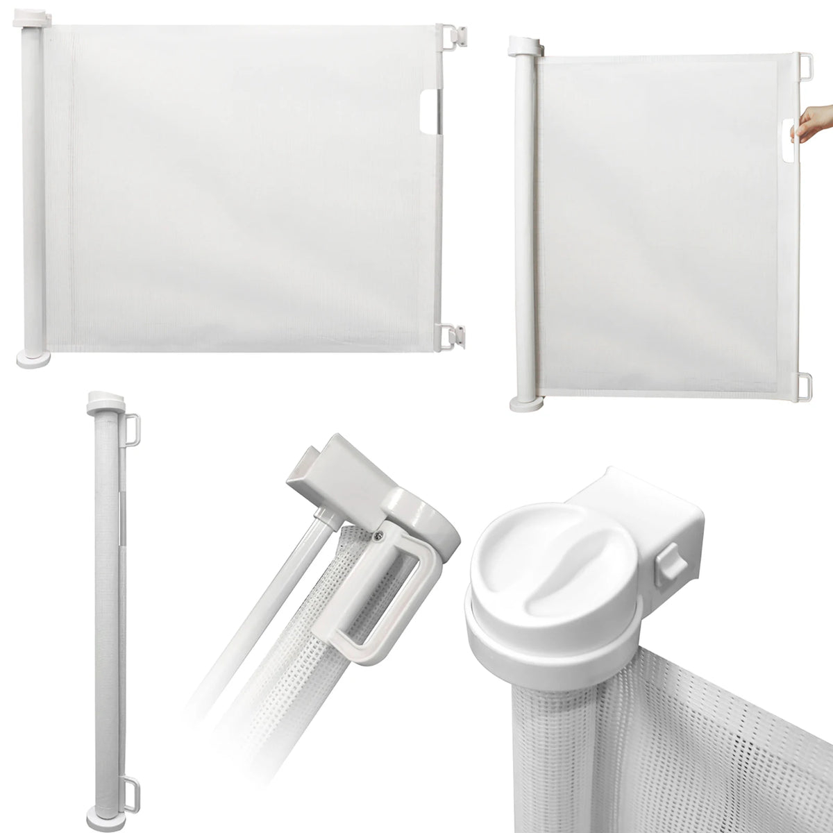 Retractable Baby Dog Gate 130x88.9cm No Drill Extra Wide Mesh Safety Gate for Stairs Hallways