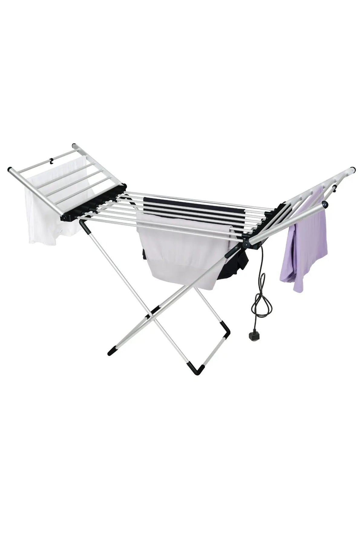 XL Heated Clothes Airer with Timer, Foldable Winged Electric Airer