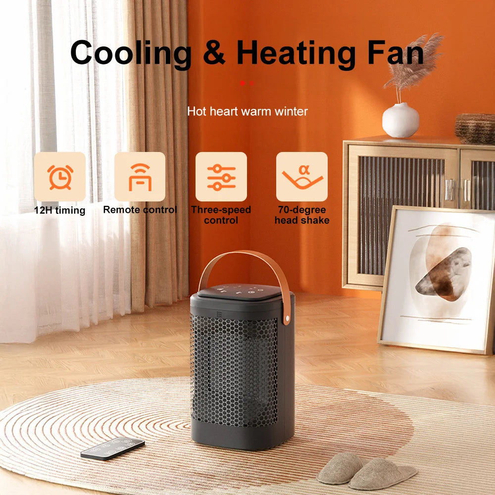 Portable PTC Ceramic Fan Heater and Cooling Fan with Remote and Touch Controls