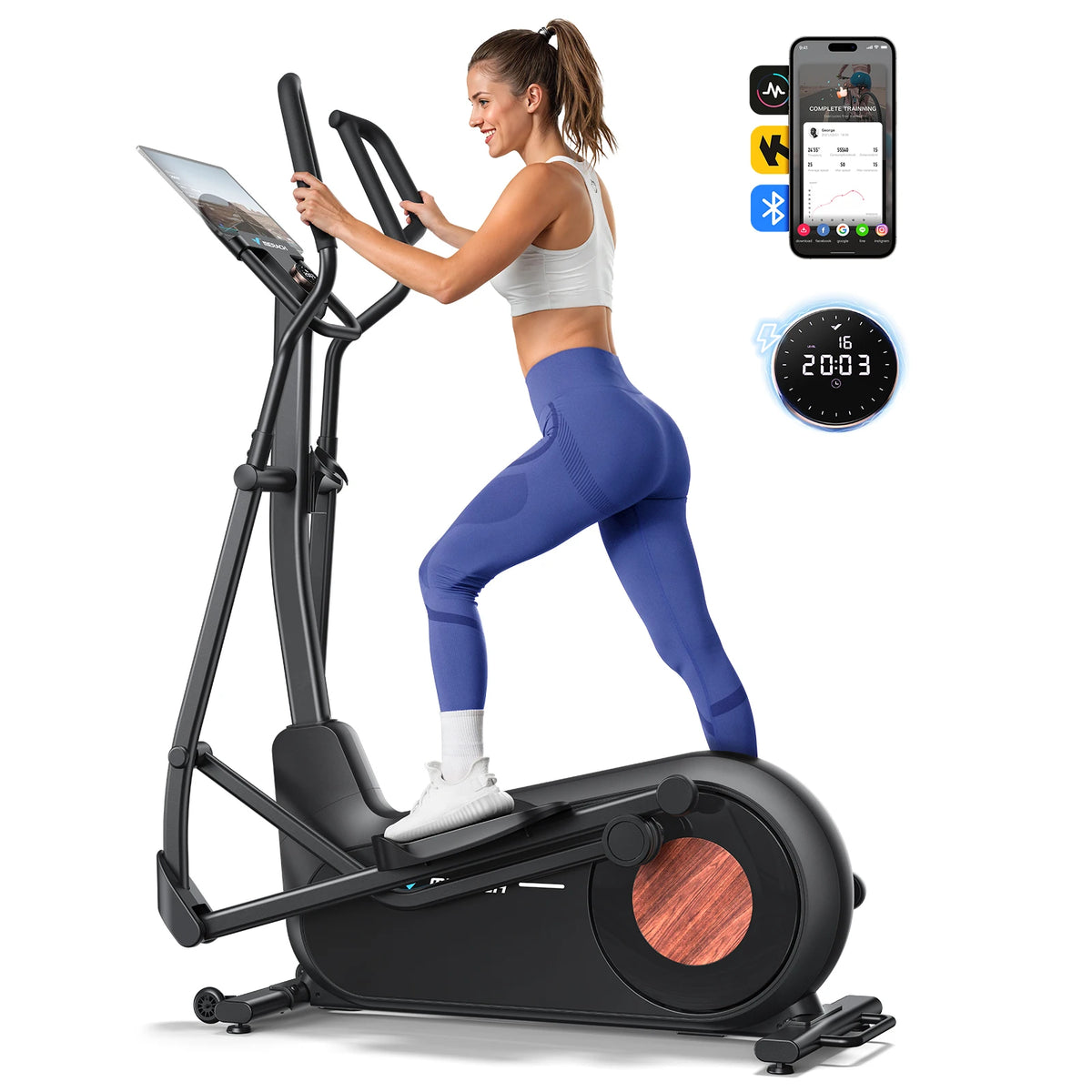 18.5 Inch Stride Elliptical Cross Trainer – Ultra Quiet Magnetic Resistance Home Exercise Machine