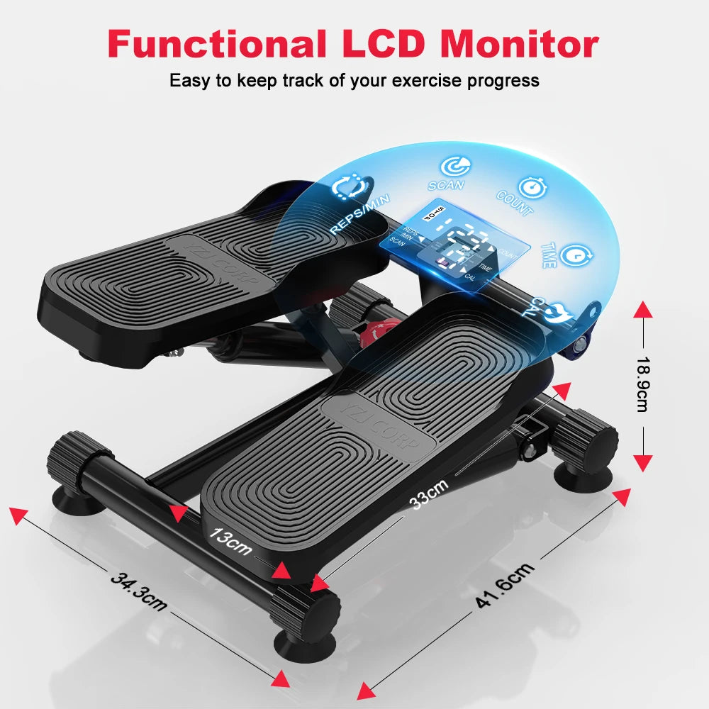 Mini Stepper Exercise Machine with Resistance Bands – Low Impact Stair Stepper for Home Cardio Fitness