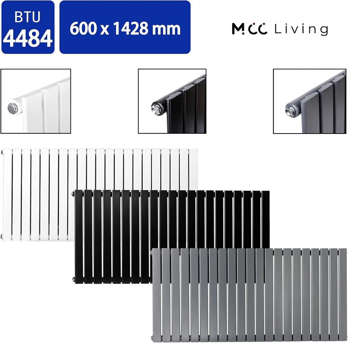 Designer Flat Panel Radiator 600 x 1428mm, Single Panel Central Heating Radiator