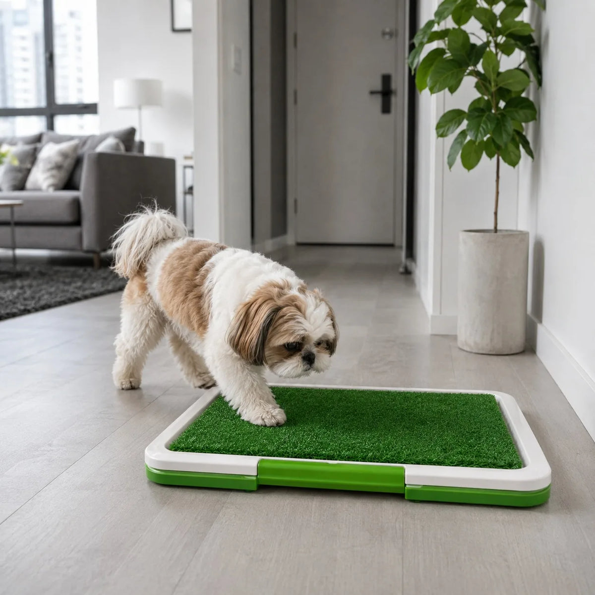 Reusable Dog Potty Training Pad with Artificial Grass Indoor Pet Toilet Tray 46x34.5x5.5cm