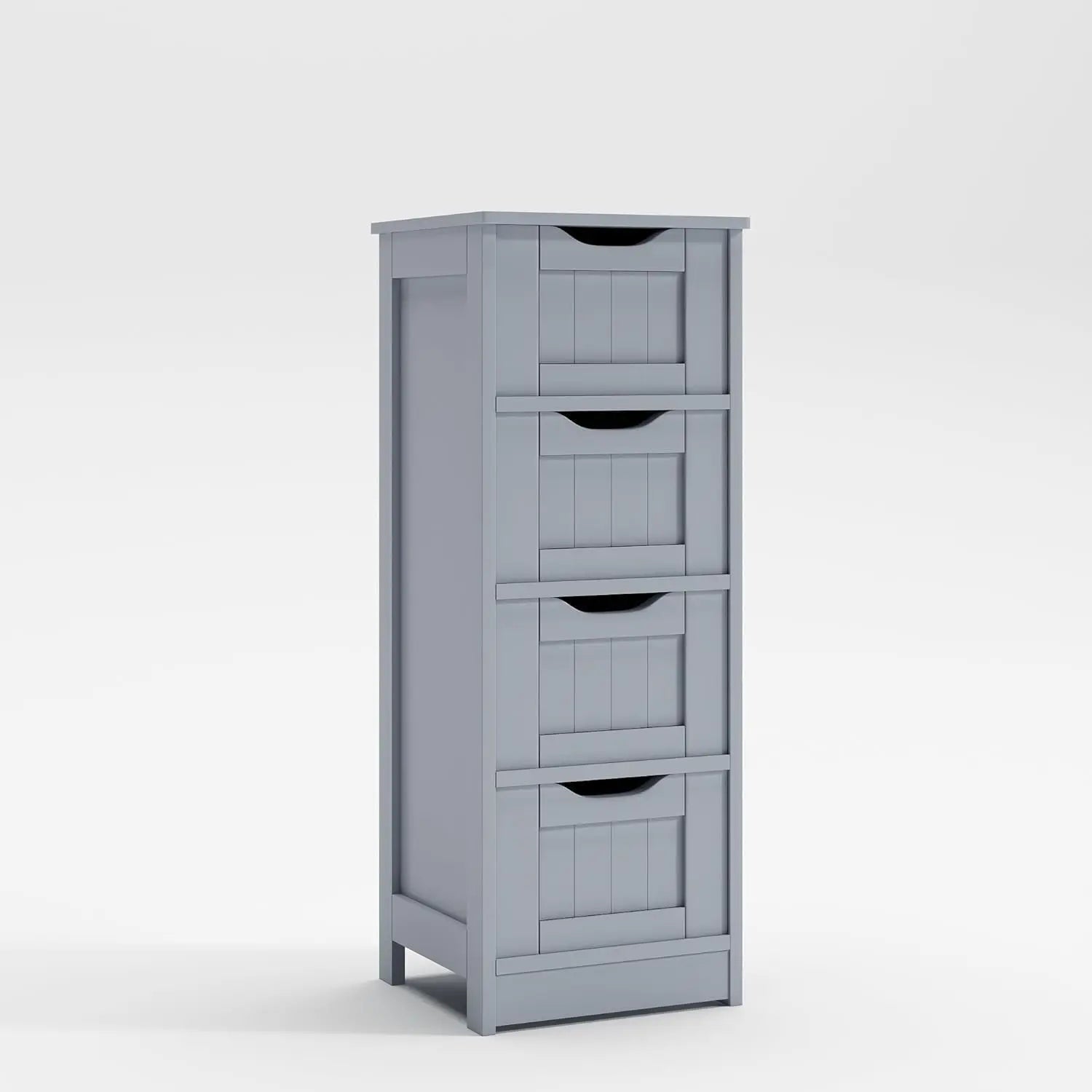 White Bathroom Floor Storage Cabinet with 4 Drawers | 81x30x29.5cm Freestanding MDF Unit for Bathroom Living Room Kitchen