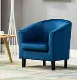 Velvet Tub Chair Upholstered Club Armchair | U-Shape Back Accent Chair for Living Room Bedroom Lounge