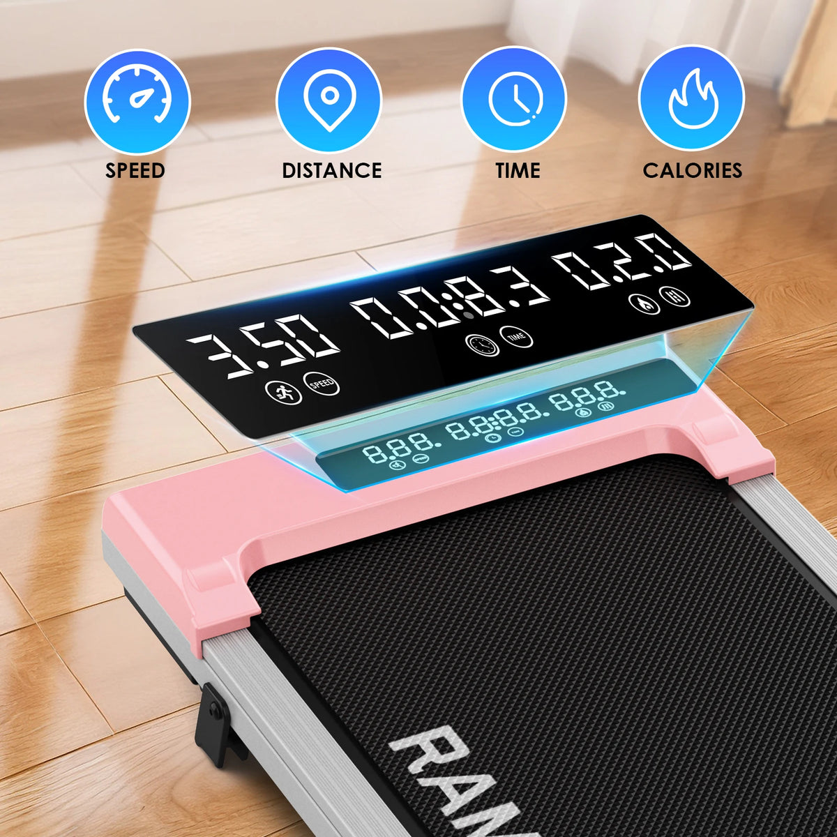 Foldable Walking Pad Treadmill 9% Incline Smart App 1-8KM/H 120kg Capacity LED Display for Home Office
