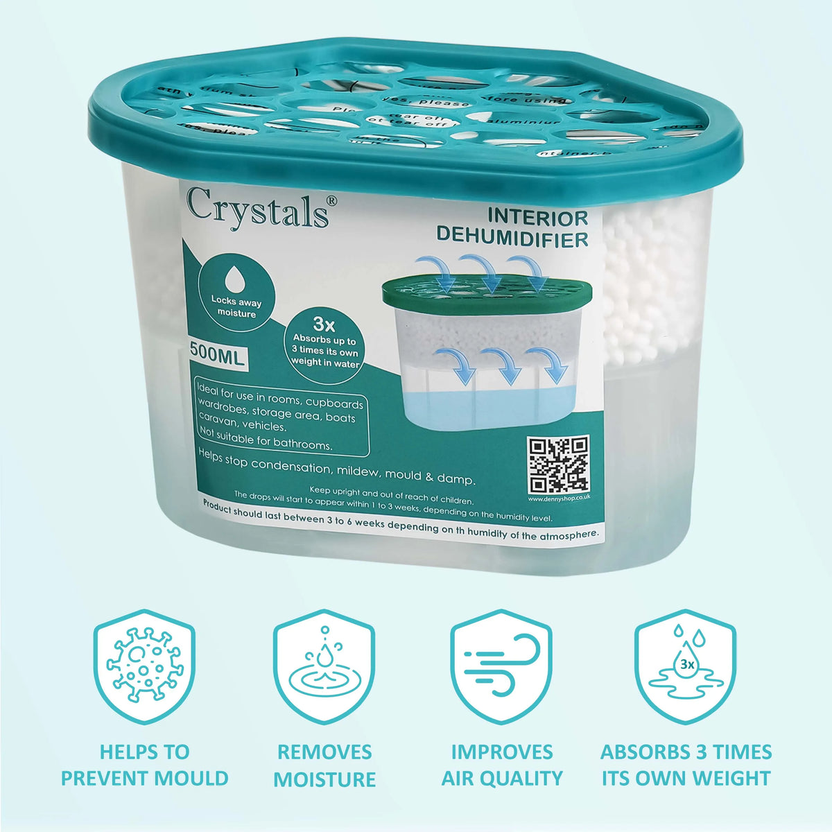 Damp Trap Moisture Absorber for Wardrobes, Caravans and Small Spaces