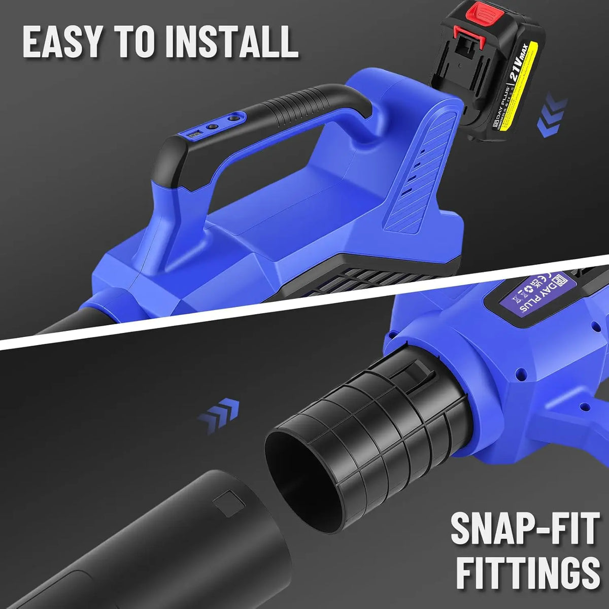Cordless Leaf Blower with Battery and Charger, 6-Speed, 320CFM