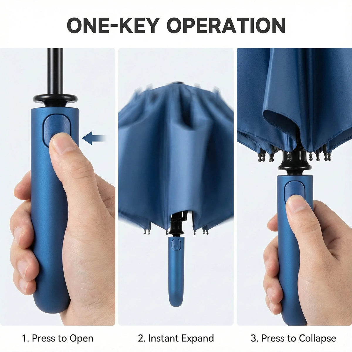 Compact Windproof Travel Umbrella with Auto Open and Close, 9 Fibreglass Ribs