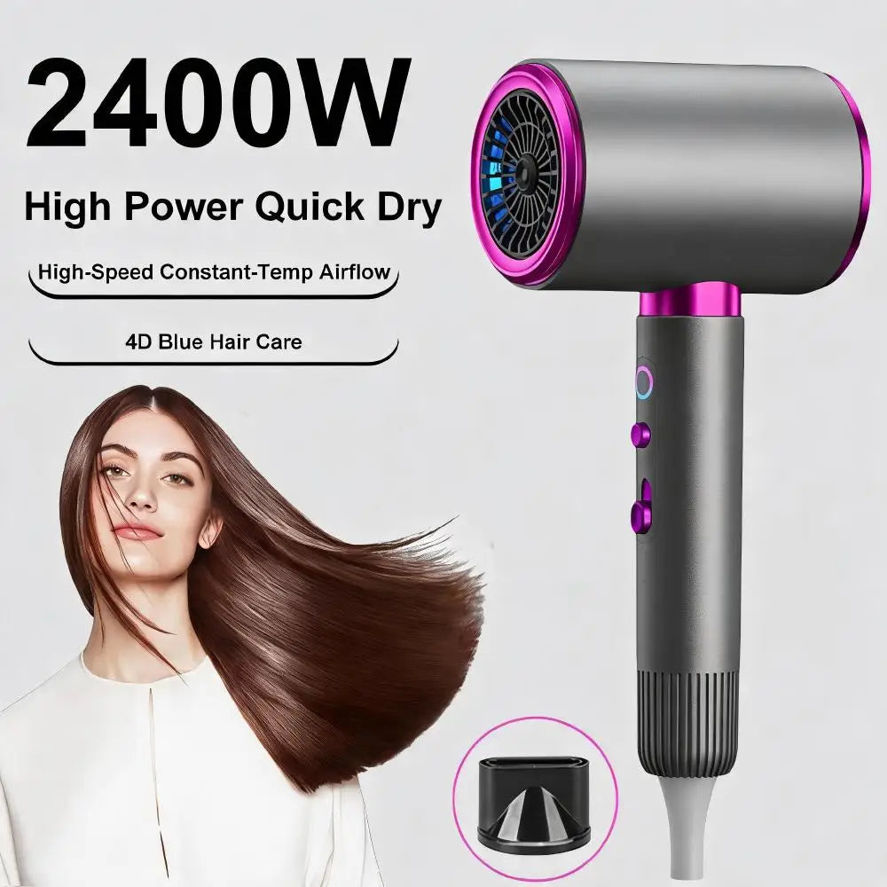 2400W Ionic Hair Dryer with Concentrator Nozzle, 3 Speeds and Cool Shot, Dark Grey