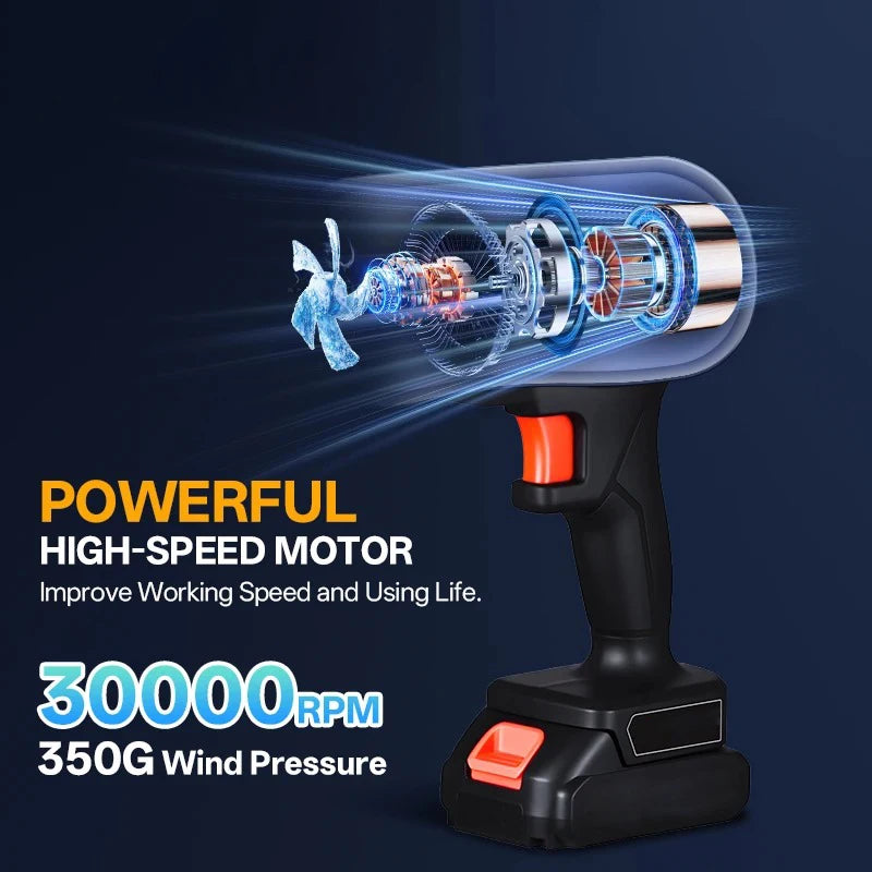Cordless Turbo Jet Blower with 2 Batteries, Lightweight Handheld Leaf Blower