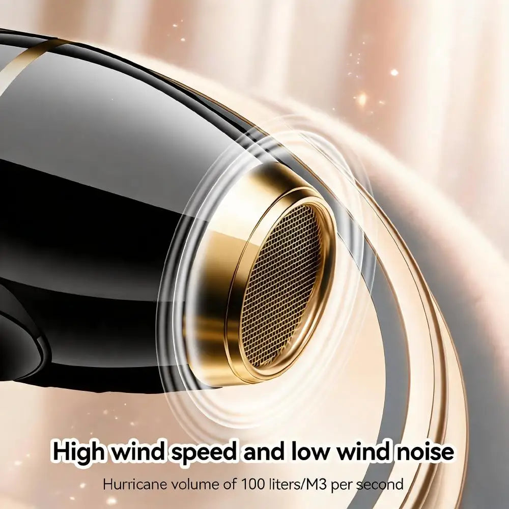 1800W Ionic Hair Dryer with 6 Speed Settings, Overheat Protection and Nozzle, Black and Gold