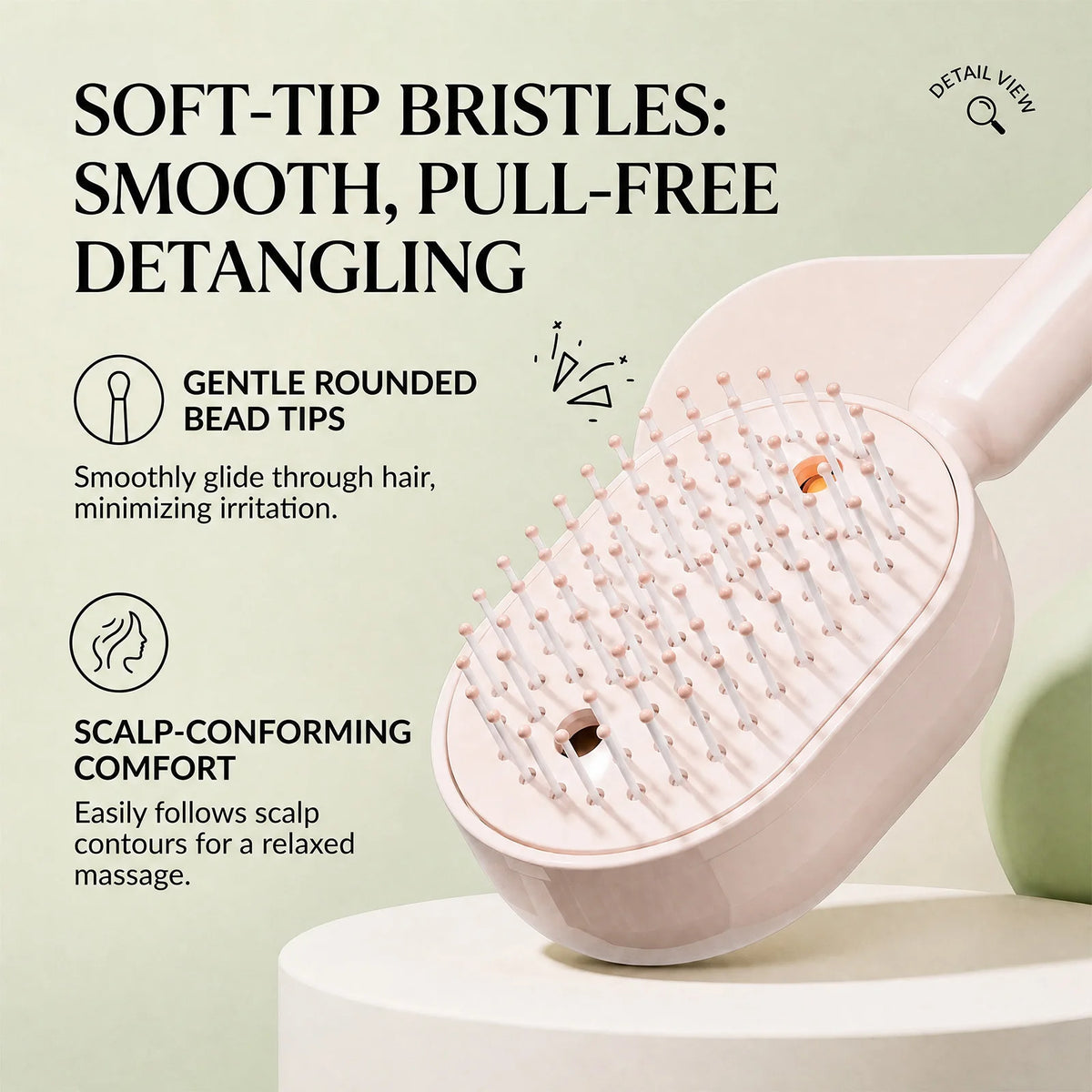 Electric Spray Massage Comb with 10ml Mist Tank, Self-Cleaning Anti-Tangle Hair Brush, Pink