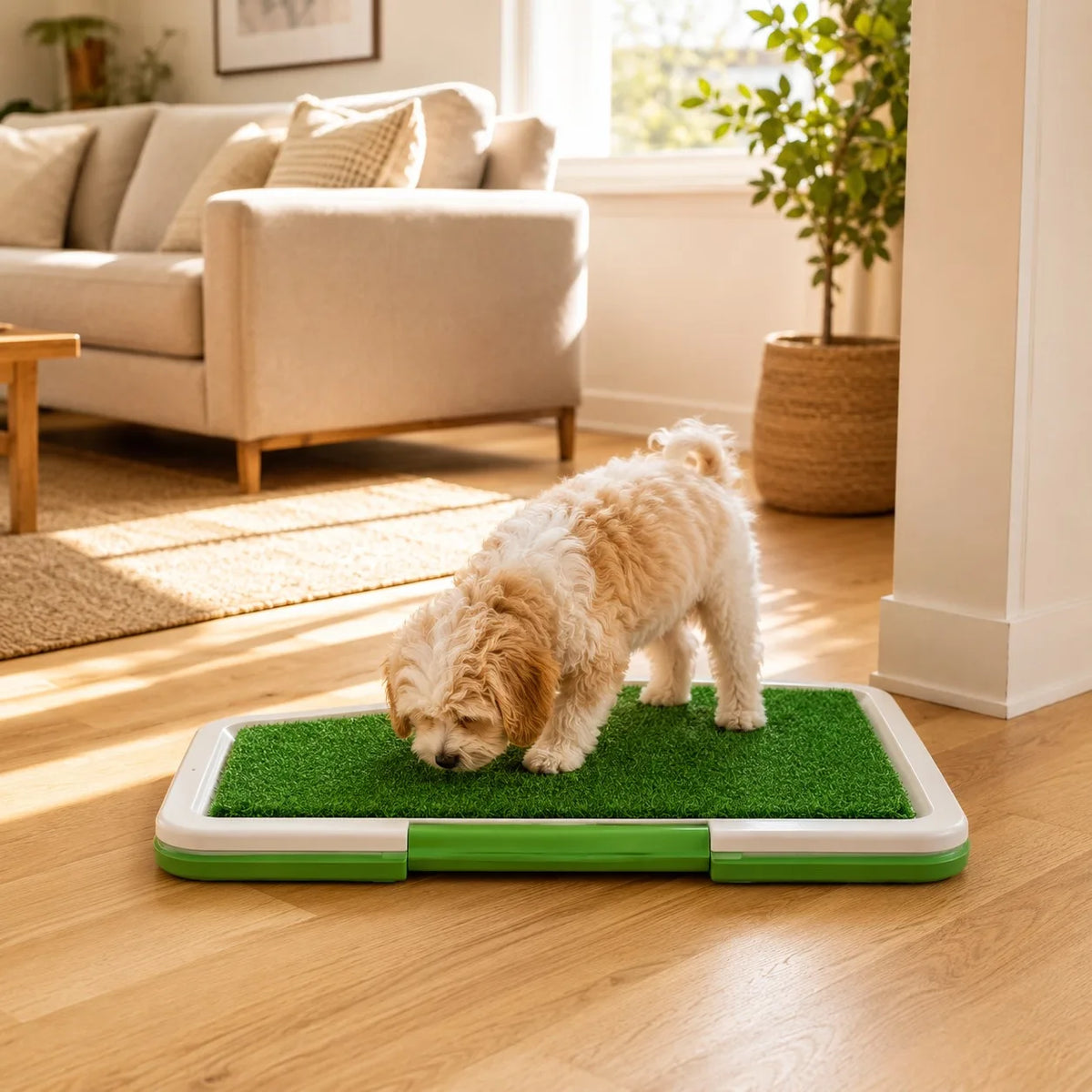 Reusable Dog Potty Training Pad with Artificial Grass Indoor Pet Toilet Tray 46x34.5x5.5cm