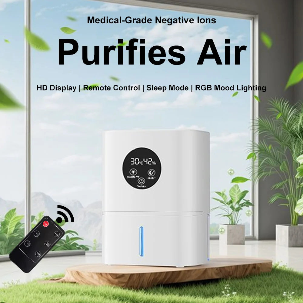 28W Portable Electric Dehumidifier Quiet 50dB Remote Control for Bedroom Bathroom Garage Laundry Mould Prevention