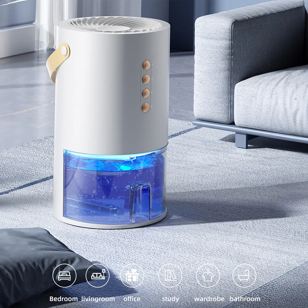 Portable 1.3L Mini Dehumidifier with Ioniser, Timer and Night Light
