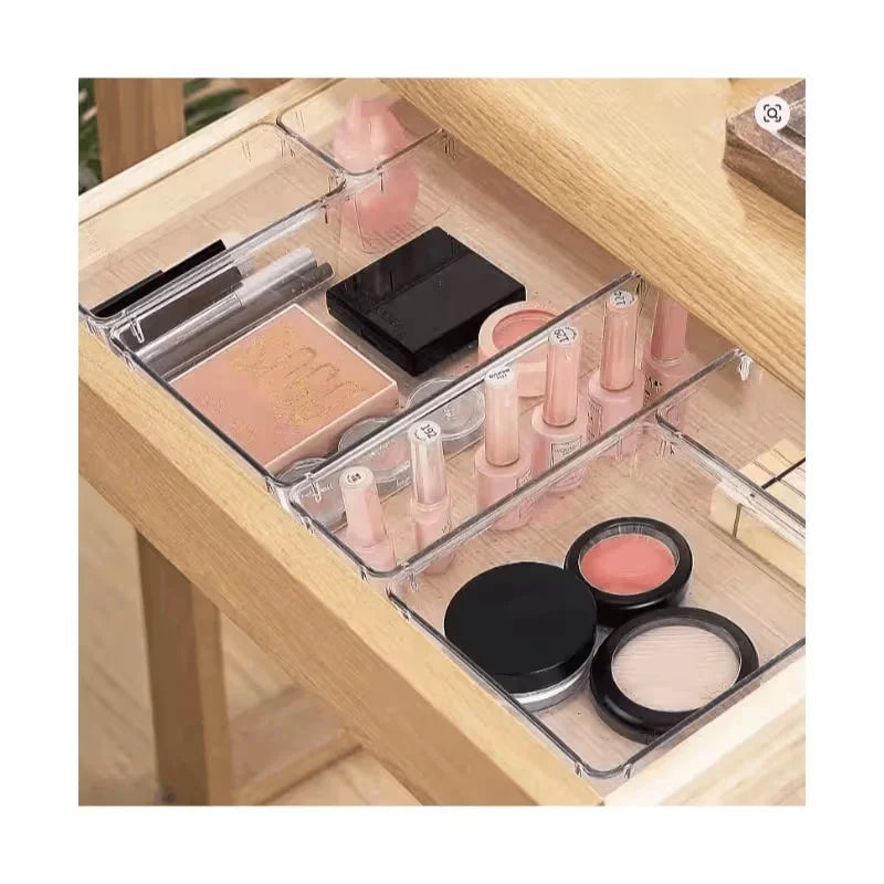 25 Piece Drawer Organiser Set 4 Sizes Stackable ABS Waterproof Trays for Kitchen Bathroom Makeup and Office