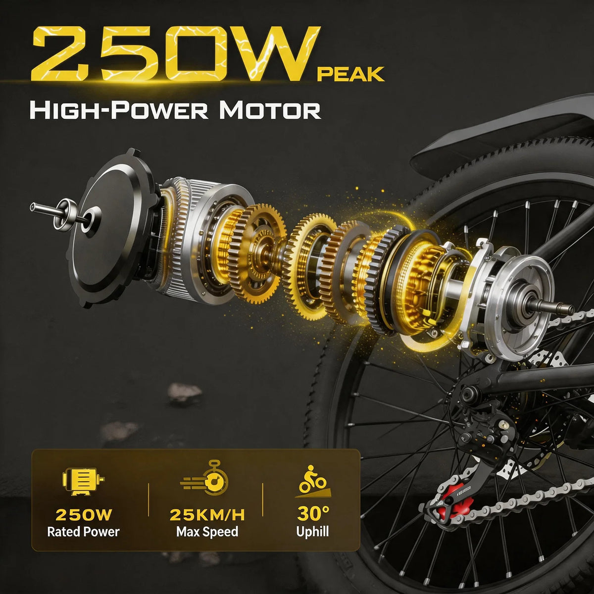 L26 26 Inch Electric Mountain Bike with 250W Motor, 36V 7.8Ah Removable Battery and Shimano 7-Speed