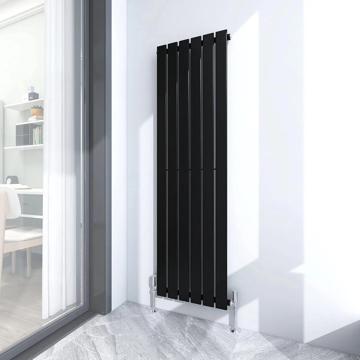 Designer Flat Panel Radiator 1600 x 408mm, Single Panel Vertical Central Heating Radiator