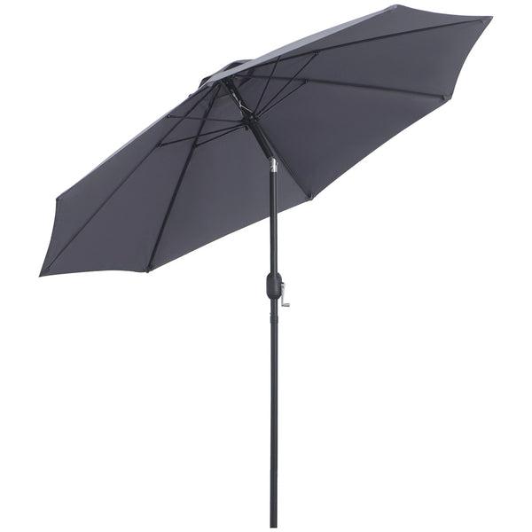 Garden Parasol, 2.7M Patio Sun Umbrella, Tilt Shade Shelter Canopy with Aluminium Frame, Charcoal Grey