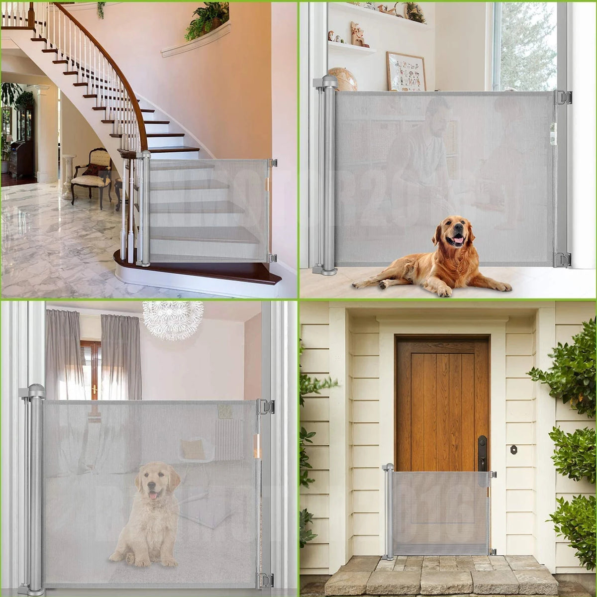 Retractable Baby Dog Gate 130x88.9cm No Drill Extra Wide Mesh Safety Gate for Stairs Hallways