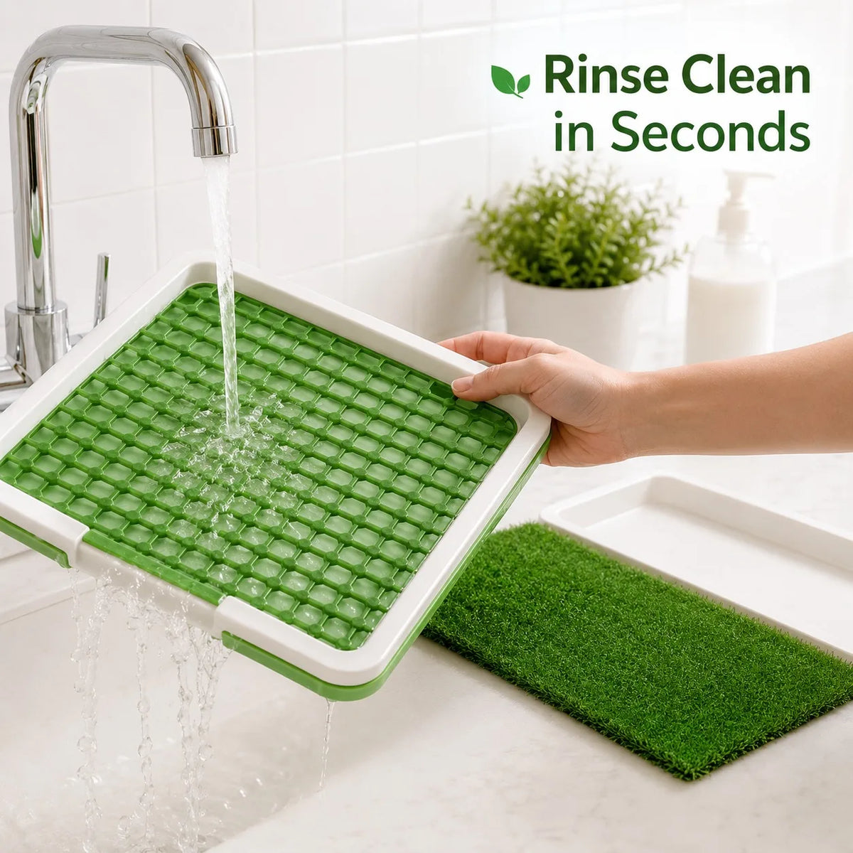 Reusable Dog Potty Training Pad with Artificial Grass Indoor Pet Toilet Tray 46x34.5x5.5cm
