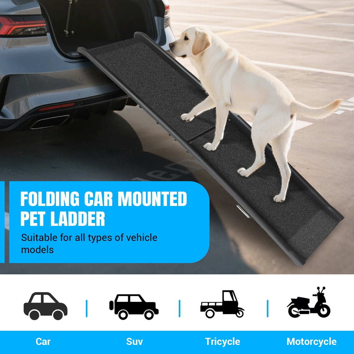 Folding Dog Ramp for Cars and SUVs Portable Non Slip Pet Ramp Lightweight 3.8kg for Large and Small Dogs