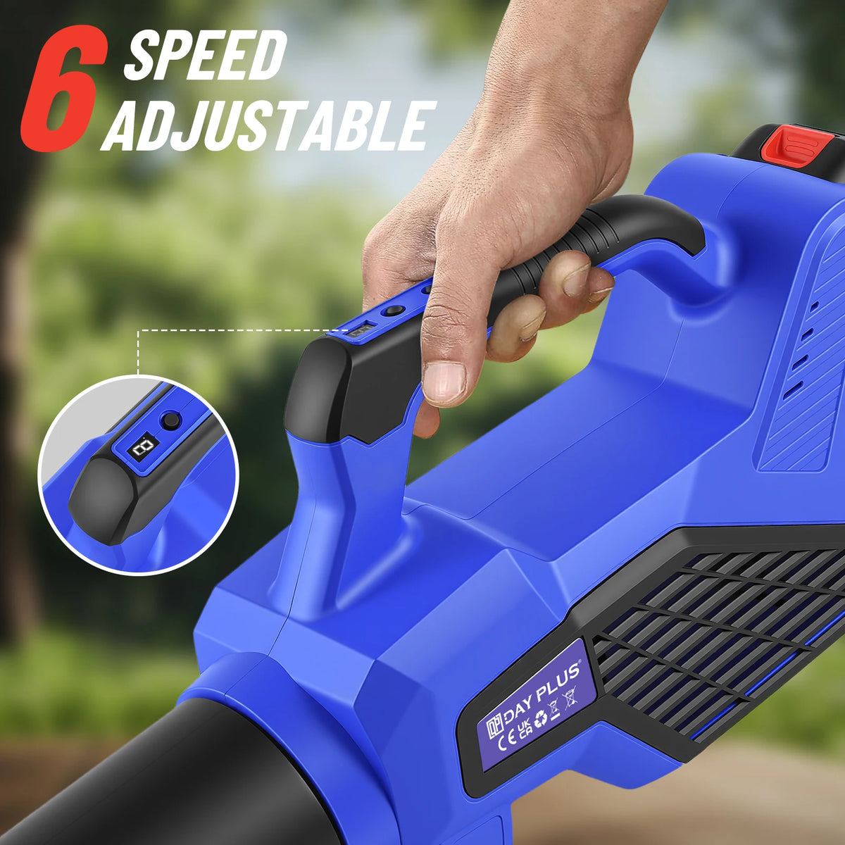 21V Cordless Leaf Blower with 4000mAh Battery and Fast Charger, 6-Speed Lightweight Blower