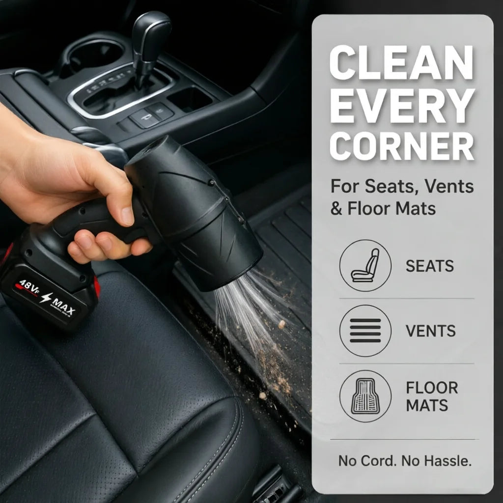 Cordless Turbo Air Blower with Battery and Charger, Handheld Jet Blower for Car, Garden and PC Cleaning