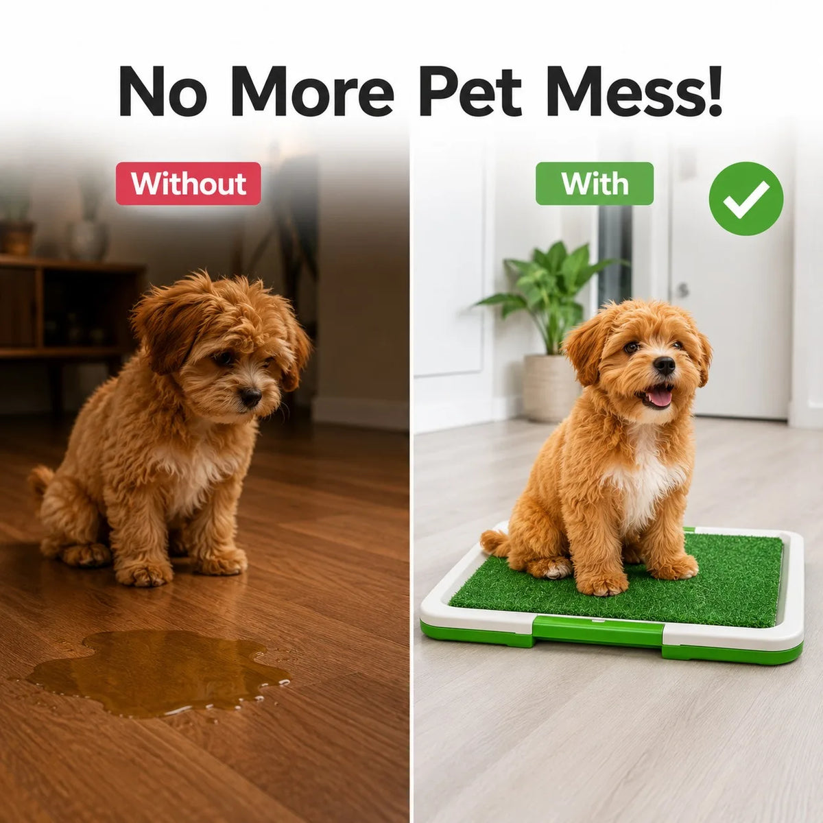 Reusable Dog Potty Training Pad with Artificial Grass Indoor Pet Toilet Tray 46x34.5x5.5cm