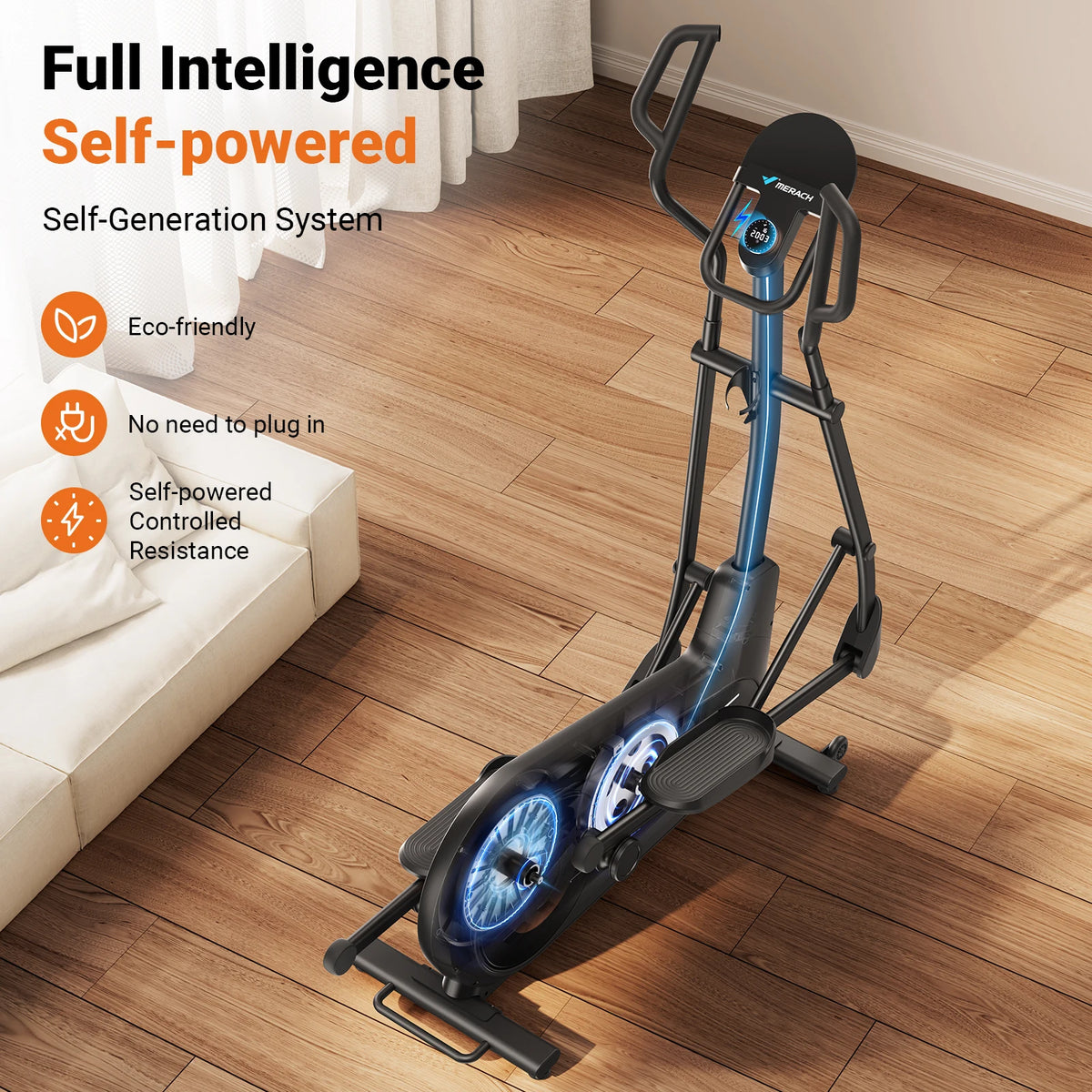 18.5 Inch Stride Elliptical Cross Trainer – Ultra Quiet Magnetic Resistance Home Exercise Machine