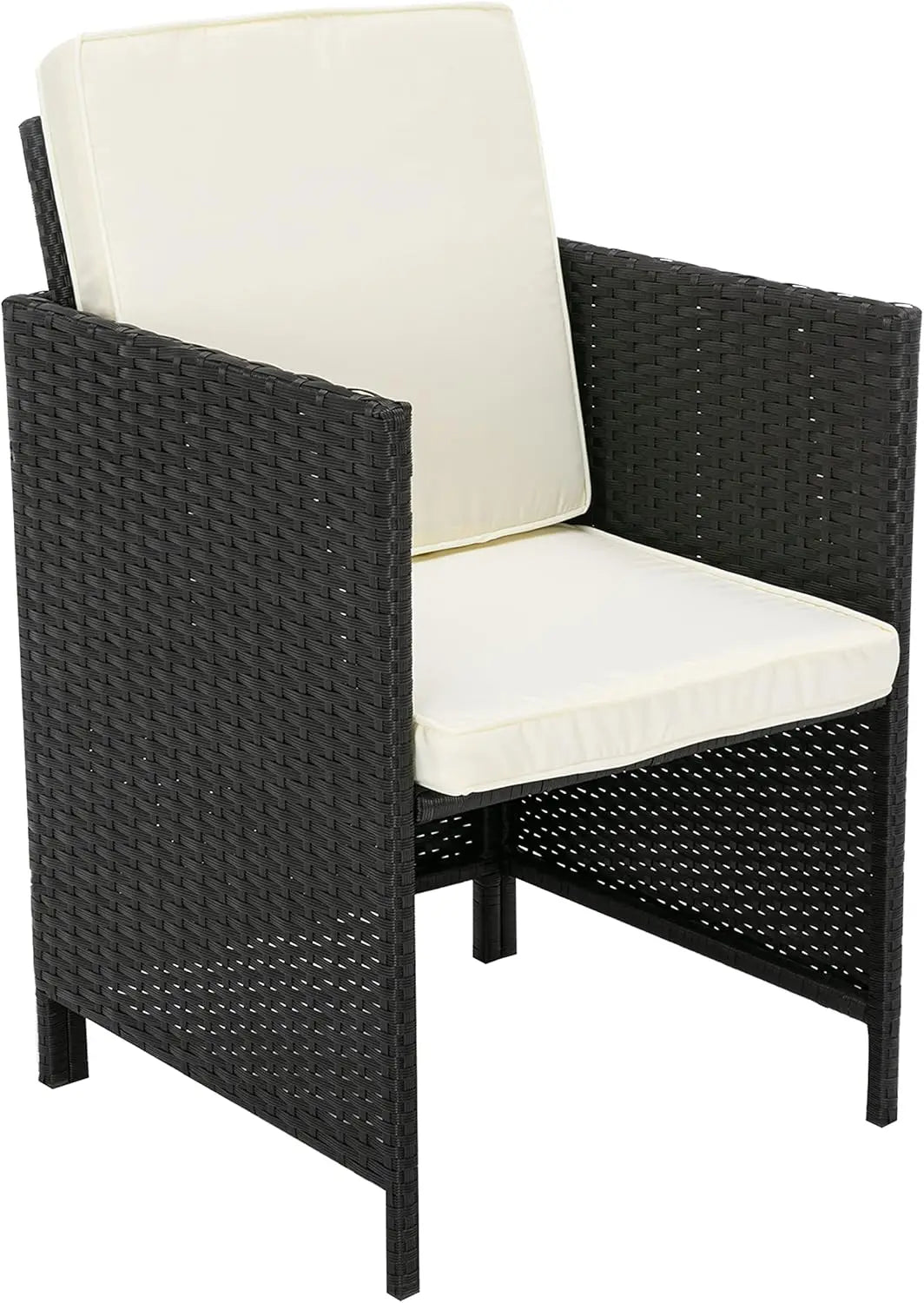 9-Piece Rattan Garden Furniture Set with Glass Table and Cushions - 8 Seater Outdoor Chair and Table Set