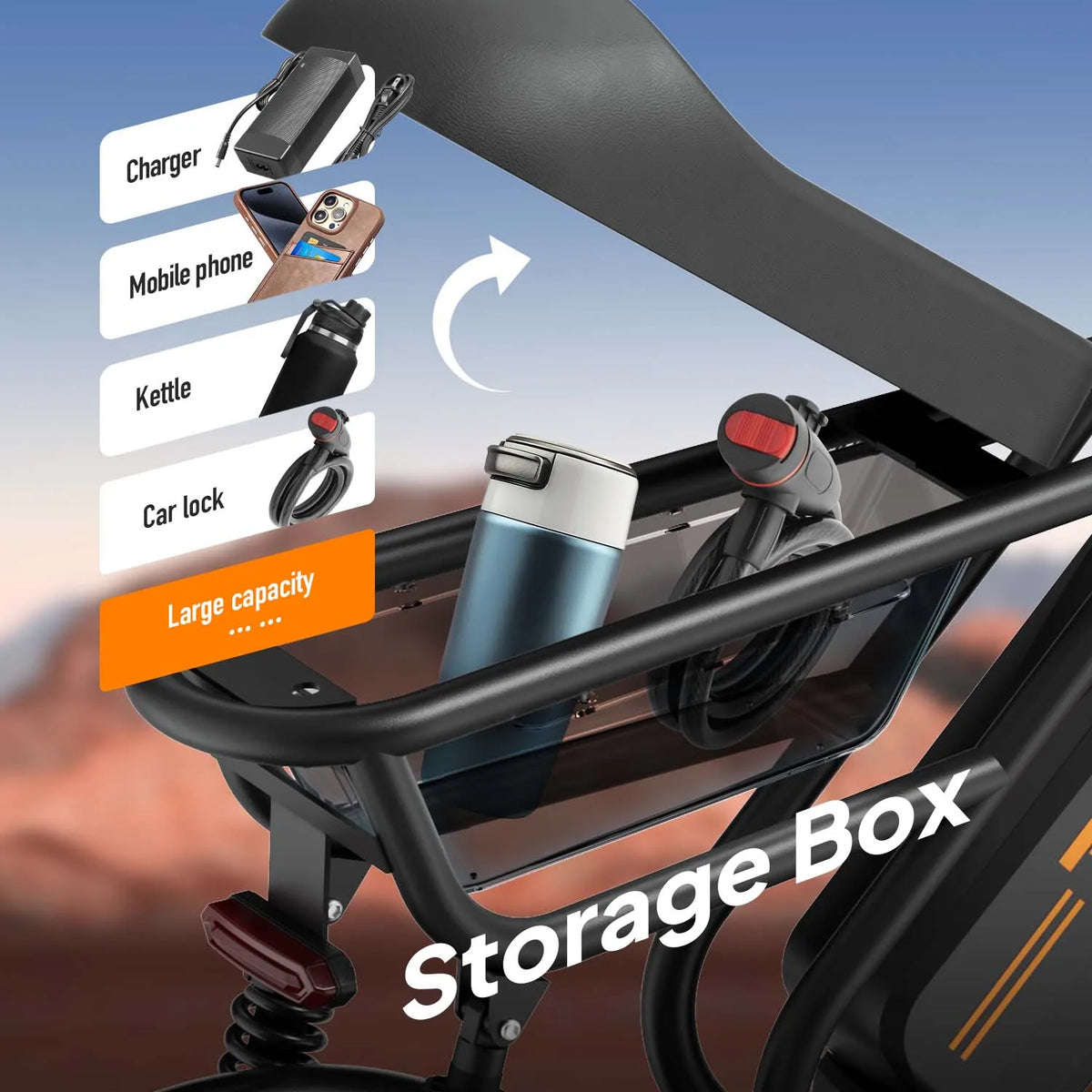 16 x 3.0 Inch Fat Tyre Electric Bike with 48V 13Ah Removable Battery, Full Suspension and Storage Box, 250W