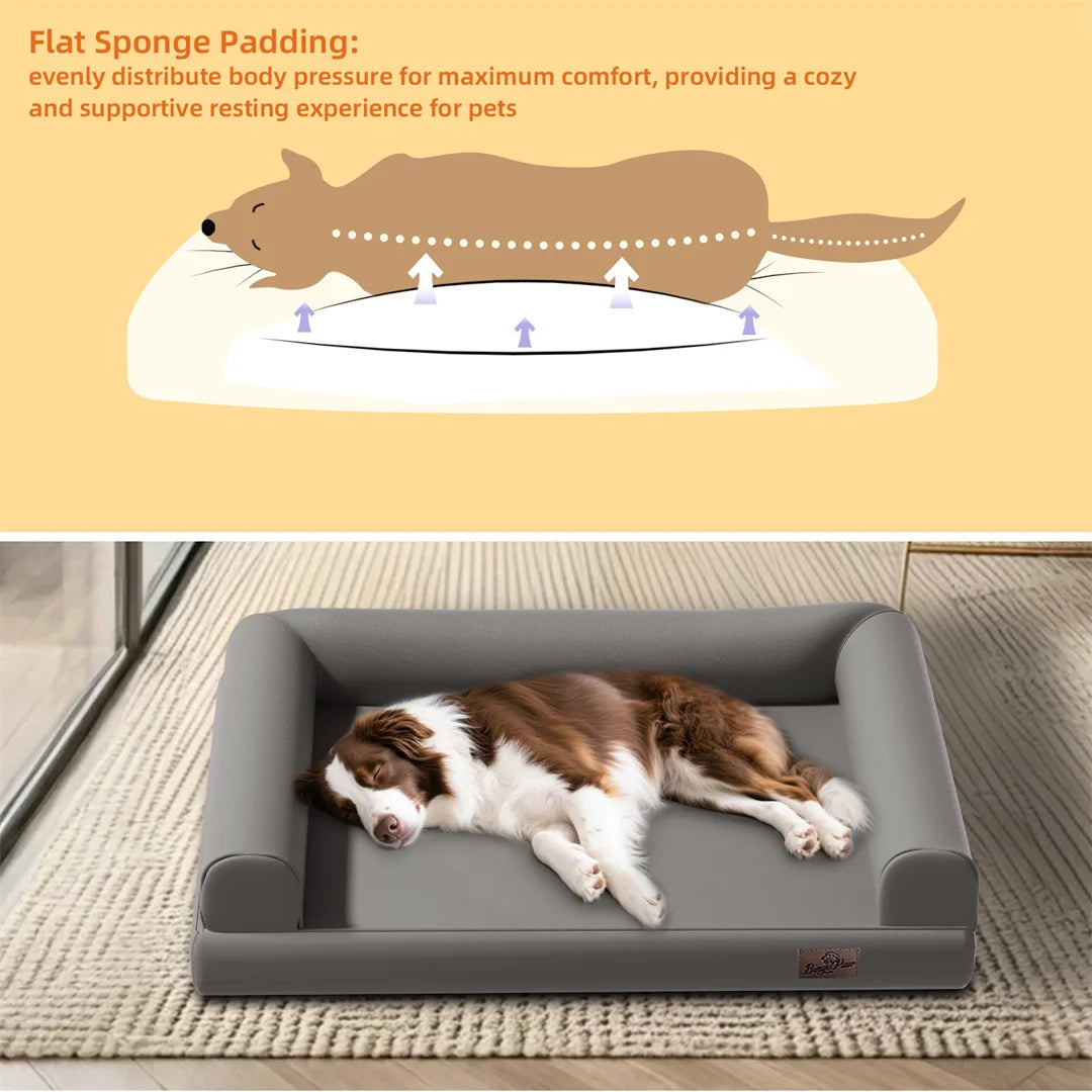 BingoPaw Large Dog Sofa Bed M-2XL Sizes Removable Microfiber Leather Cover Waterproof for Pets