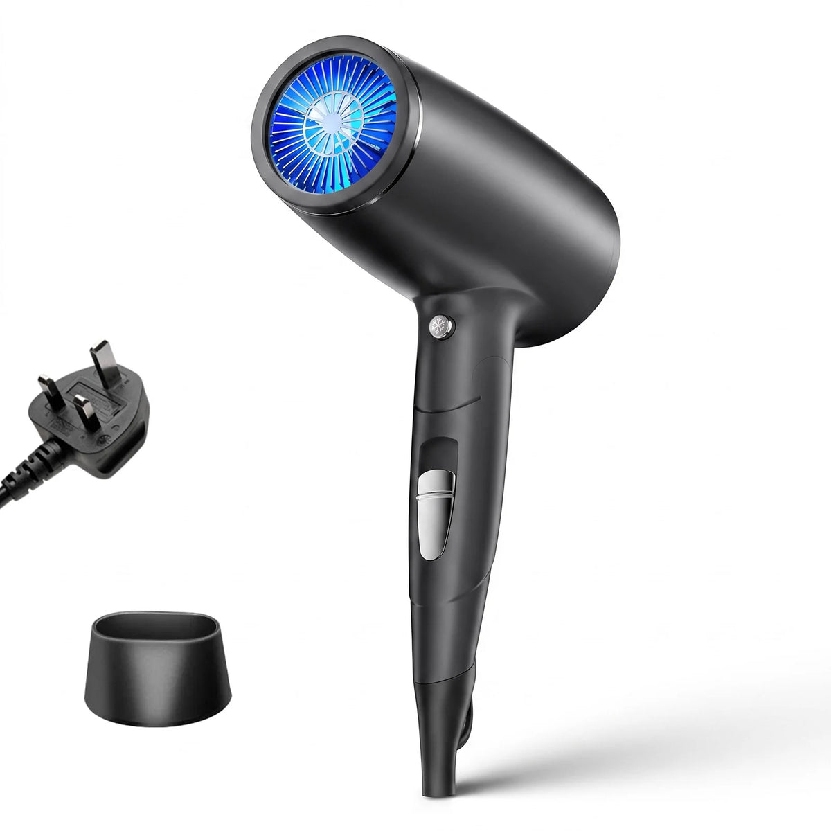 2000W Folding Travel Hair Dryer with Constant Temperature and Cool Air, UK Plug