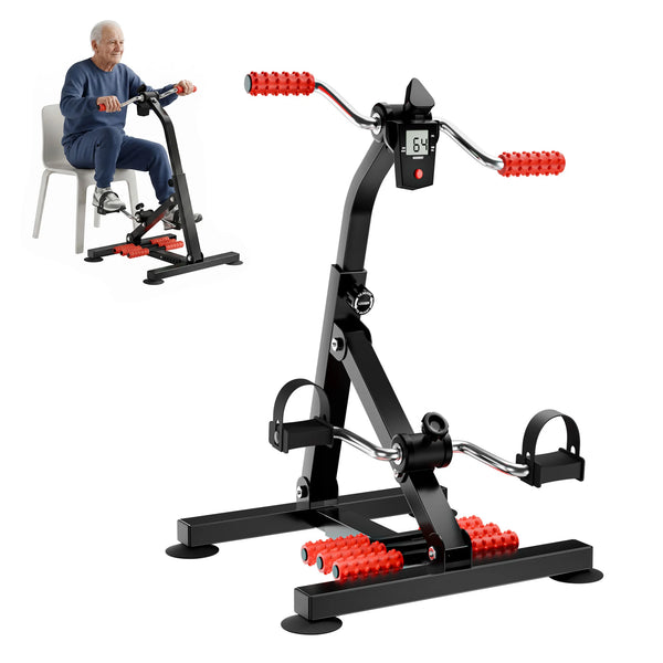 Foldable Pedal Exerciser for Seniors Digital Counter Foot Massage Rollers Adjustable Resistance Stroke Recovery