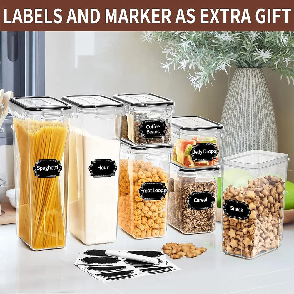 24-Piece Airtight Food Storage Container Set | Stackable PP Kitchen Pantry Organisers for Flour Rice Pasta Cereals