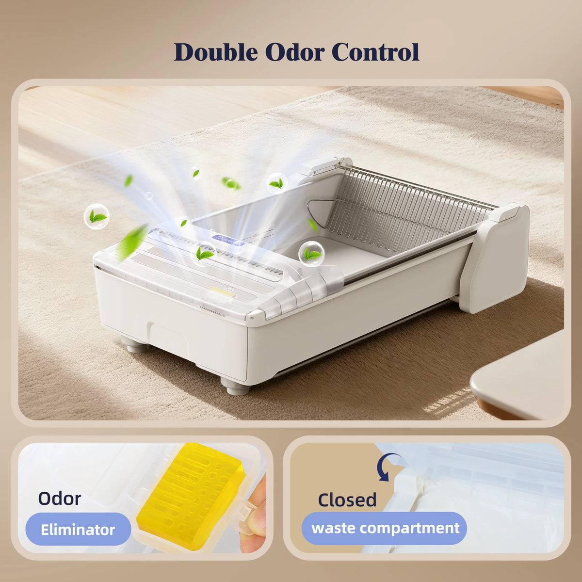 XL Self Cleaning Cat Litter Box, Open Top Automatic Tray with App Control