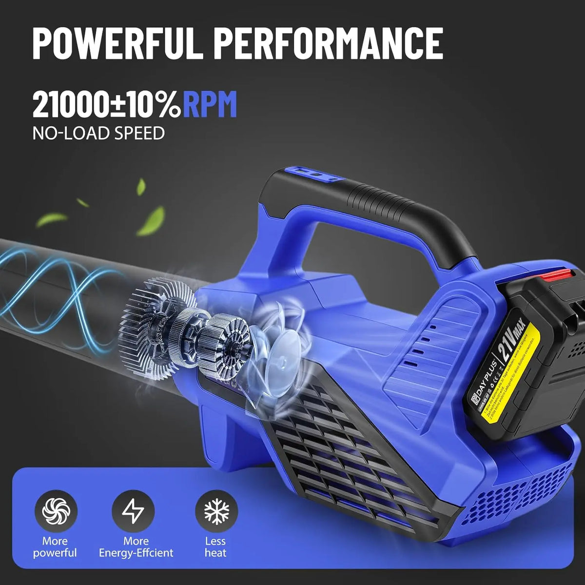 Cordless Leaf Blower with Battery and Charger, 6-Speed, 320CFM
