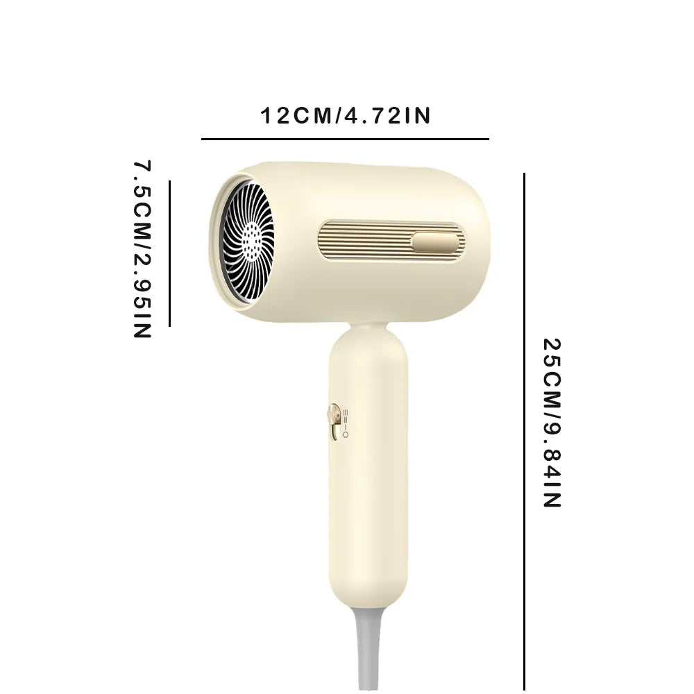 1900W Ionic Hair Dryer with 57°C Constant Temperature, Overheat Protection and Nozzle, Beige