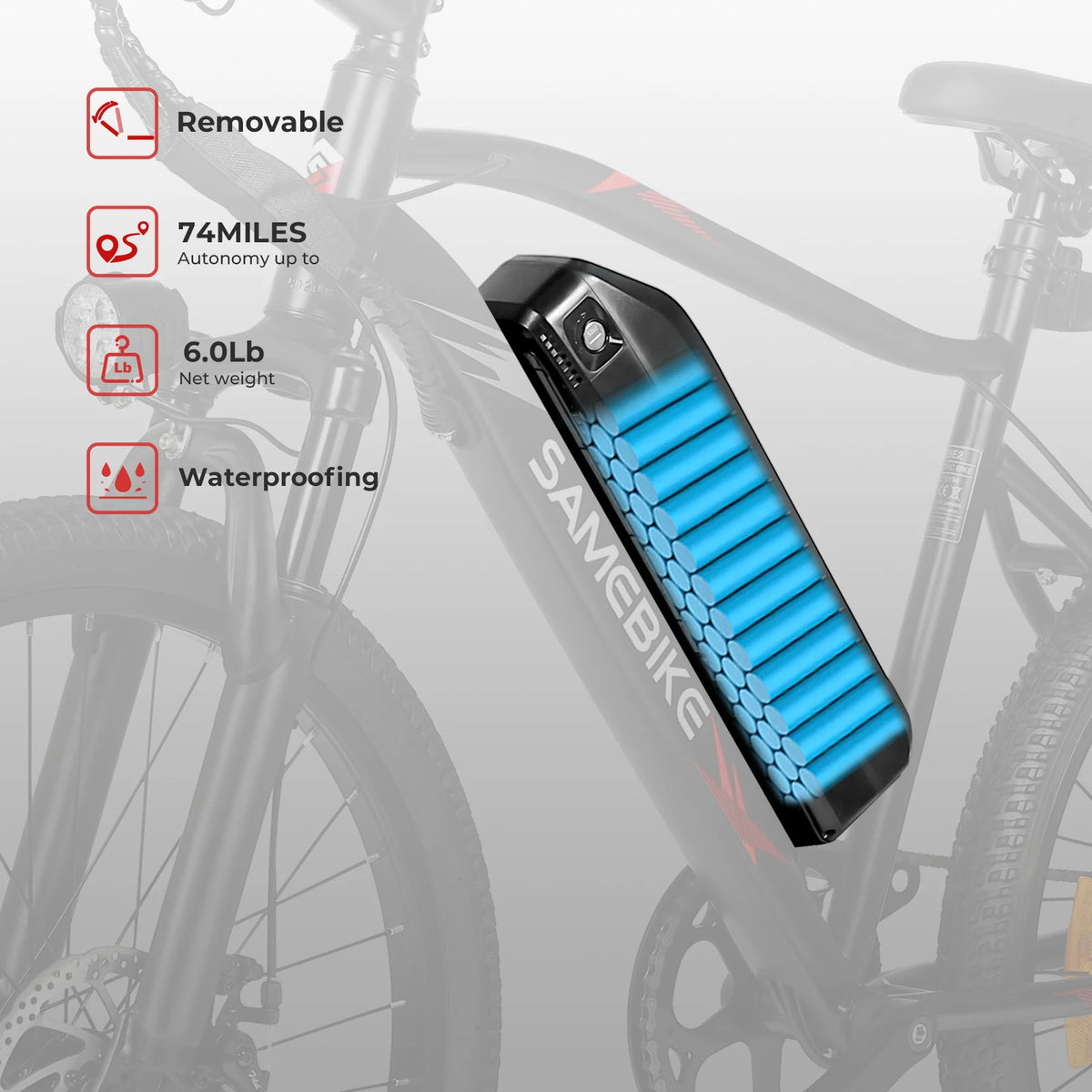 EBE2 24 Inch Electric Mountain Bike with Torque Sensor, 36V 13Ah Removable Battery and Shimano 7-Speed