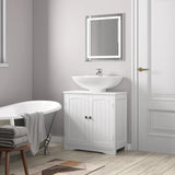 Under Sink Bathroom Cabinet with 2 Doors and Adjustable Shelf | Grey Wooden Basin Cupboard Storage Unit 60cm