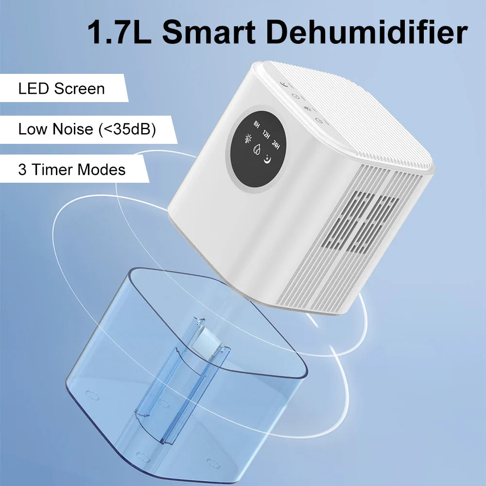 1.7L Smart Dehumidifier with App Control, Timer and RGB Night Light