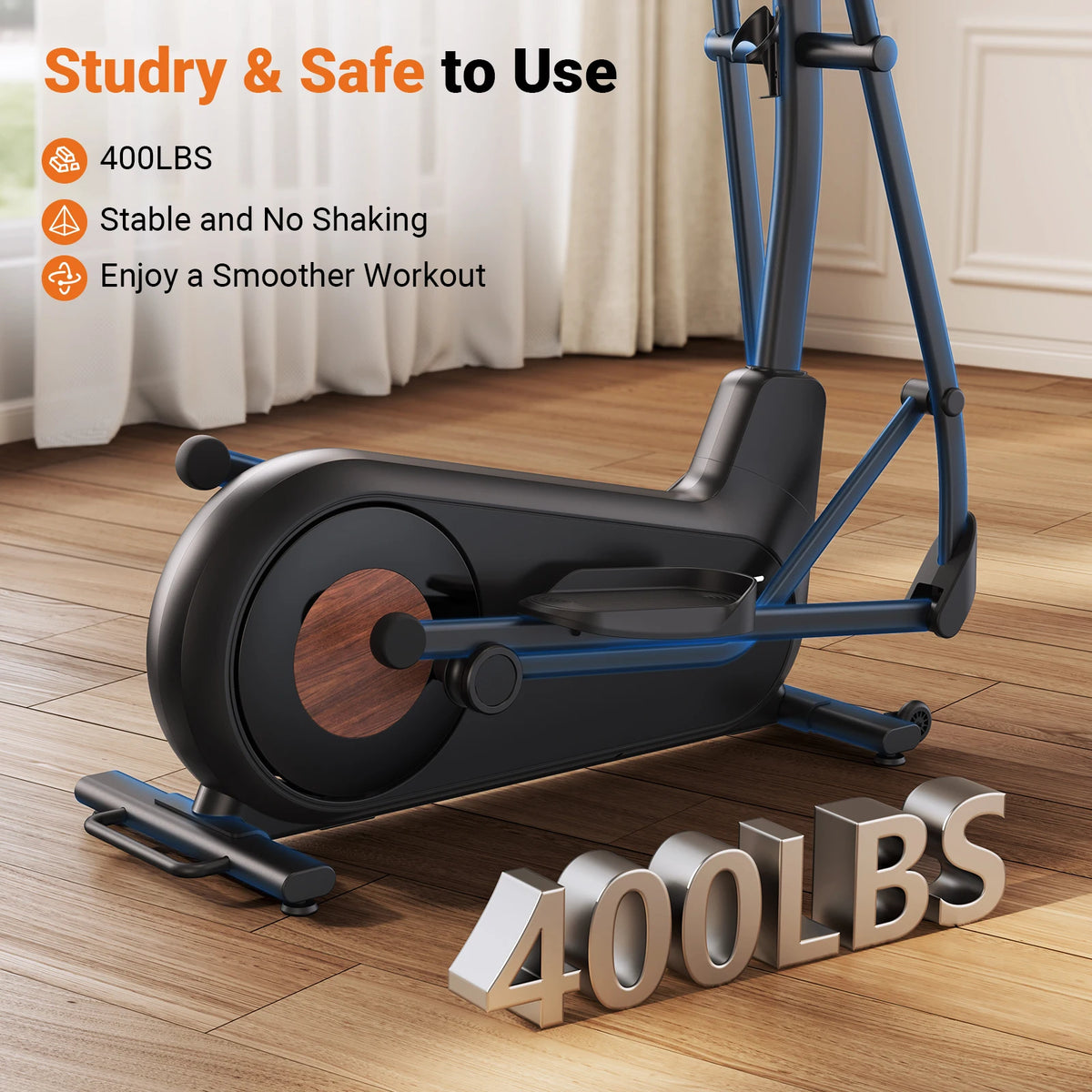 18.5 Inch Stride Elliptical Cross Trainer – Ultra Quiet Magnetic Resistance Home Exercise Machine