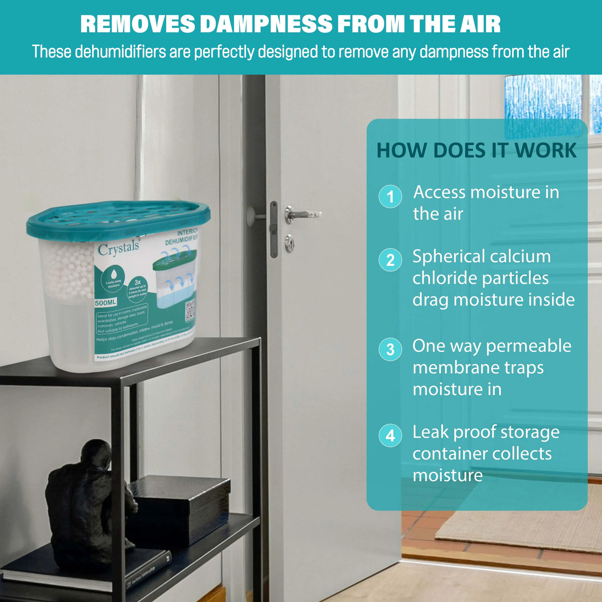 Damp Trap Moisture Absorber for Wardrobes, Caravans and Small Spaces