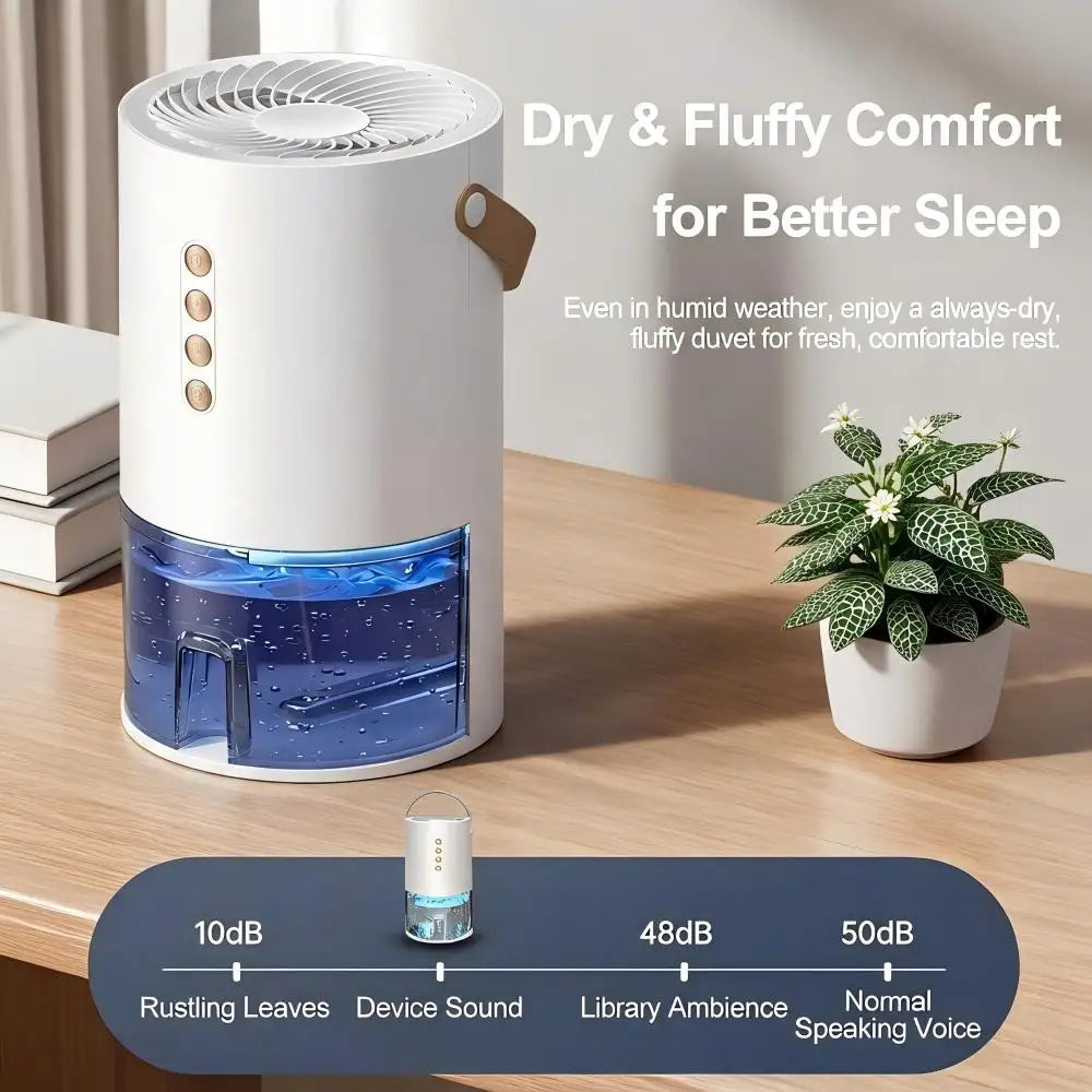 Portable 1.3L Mini Dehumidifier with Ioniser, Timer and Night Light