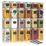 24-Piece Airtight Food Storage Container Set | Stackable PP Kitchen Pantry Organisers for Flour Rice Pasta Cereals