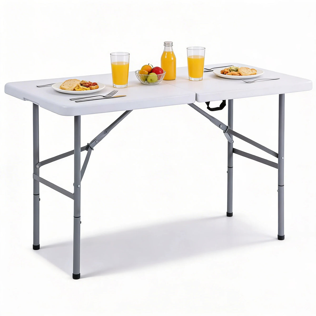 4FT Heavy Duty Folding Table Portable Plastic 150kg Capacity for Camping Garden Party Catering Events